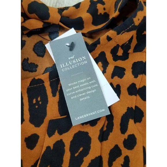 Lane Bryant Illusion Collection Blouse Top Womens Size 18 Brown Animal Print New - Picture 6 of 13